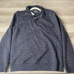 Untuckit Men's Livio Henley Pullover Size M Heathered Gray Black Cotton Sweater